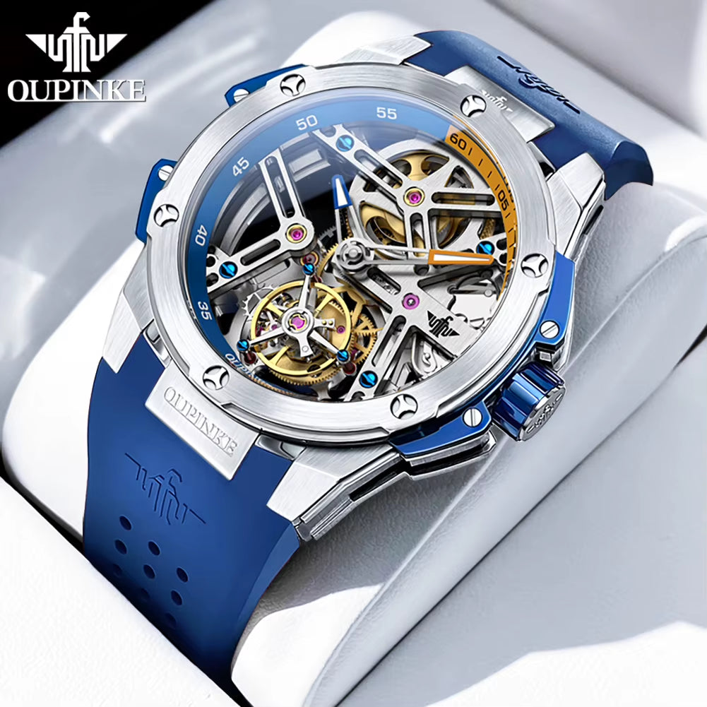 8003 Tourbillon Watch Top Luxury Brand Men Fully Automatic Mechanical Watch Waterproof Silicone Strap Original Men Gifts