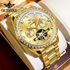 3280 Gold Luxury Mens Watches Diamond Dial Waterproof Automatic Mechanical Wristwatch Skeleton Luminous Date Brand Watch