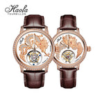 Haofa 3D Zodiac Dragon Manual Flying Tourbillon Mechanical Mens Watch Luxury Couple Sapphire Women Watch 1801