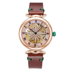 Fashion Womens Watches Ladies Creative Steel Leather Belt Buckle Waterproof Fully Automatic Mechanical Watch