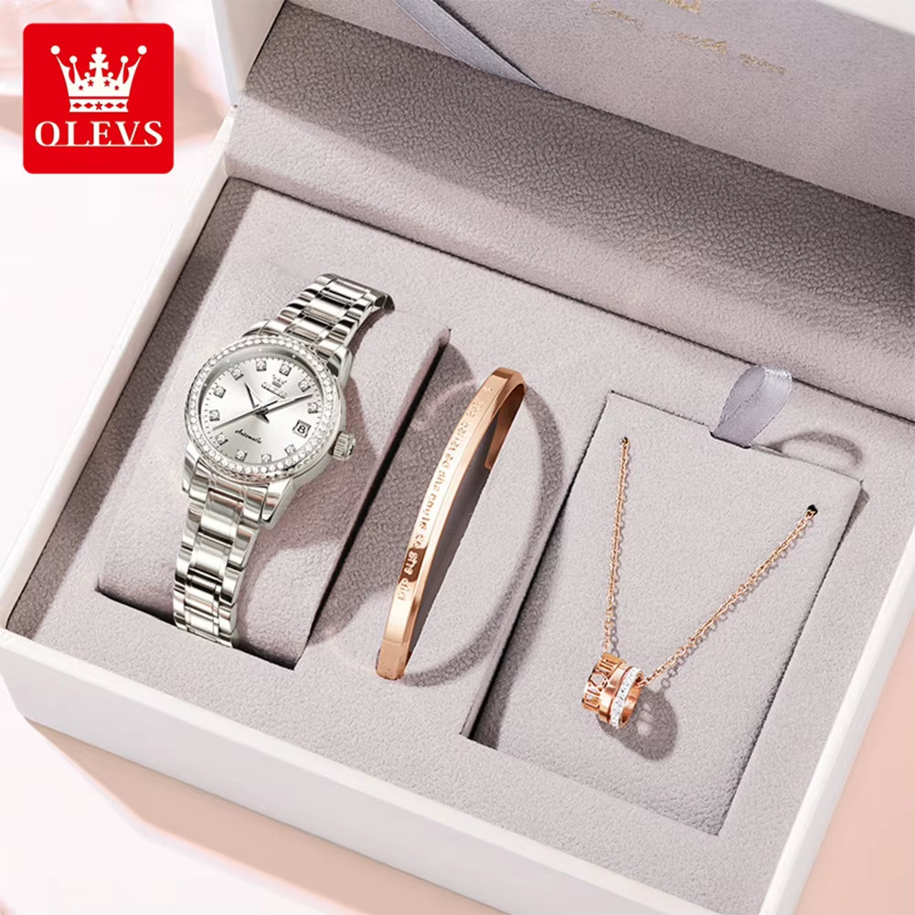 7003 Automatic Mechanical Women'S Watches Waterproof Luminous Calendar Ladies Wristwatches Luxury Diamond Watch for Woman