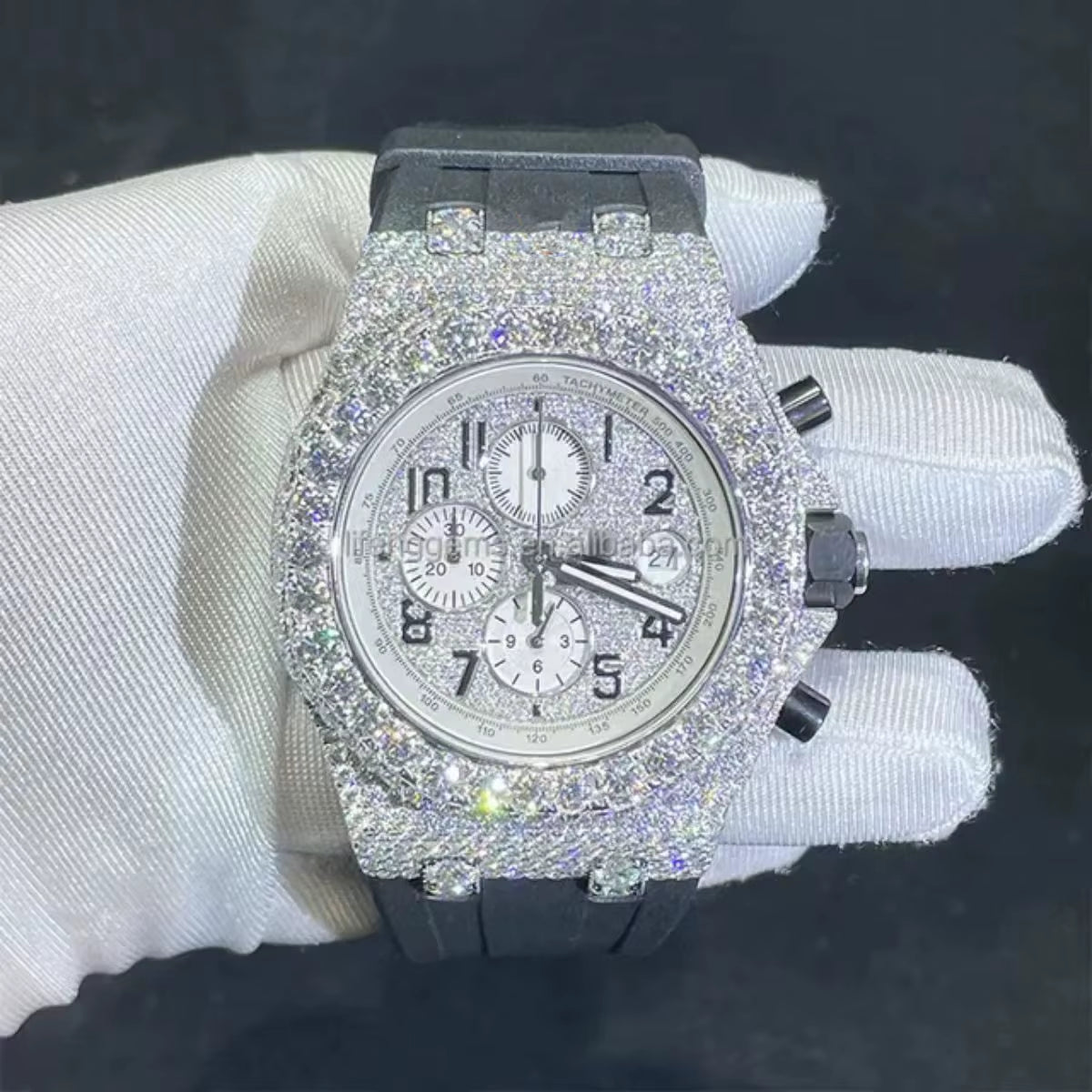 Hip Hop Luxury Automatic Mechanical Watch for Men VVS D Colour Moissanite Iced Out Sport Watch with Analog Glass Dial Display