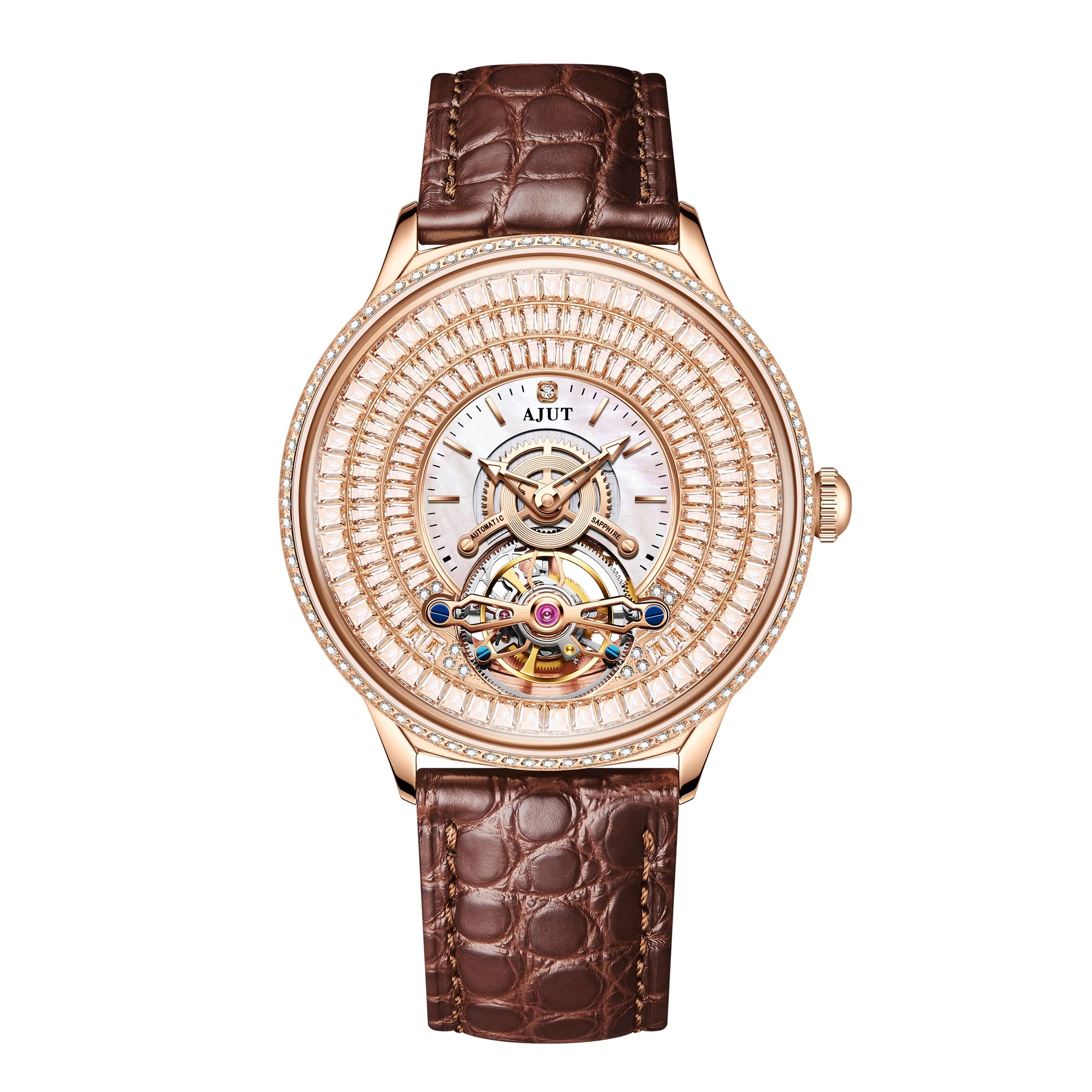 Automatic Mechanical Tourbillon Watch for Men Dimaond Dial Luxury Women Watches 0398