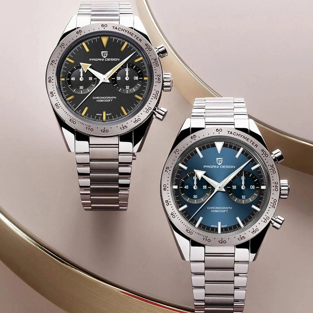 2025 Mens Watches Moon Quartz Watch Men Speed Sport Waterproof Chronograph AR Sapphire VK64 Steel Retro Luminous