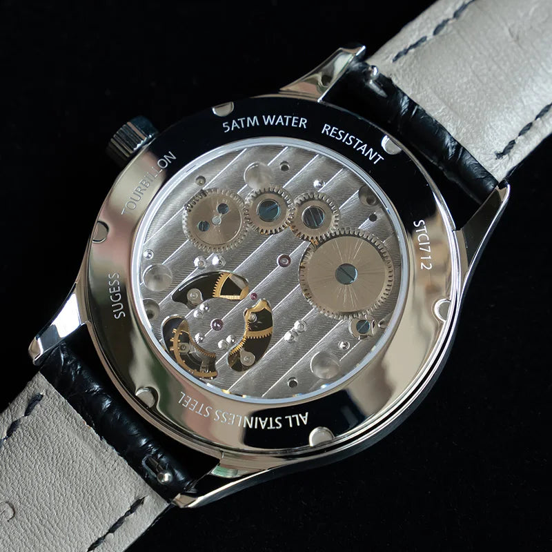 Genuine Tourbillon Business Men Watch Original ST8000 Movement Luxury Skeleton Mechanical Watches Sapphire Wristwatches