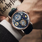 Haofa GMT Skeleton Tourbillon Mechanical Man Watch Manual Movement Luminous Day and Night Watches for Man Luxury 1601